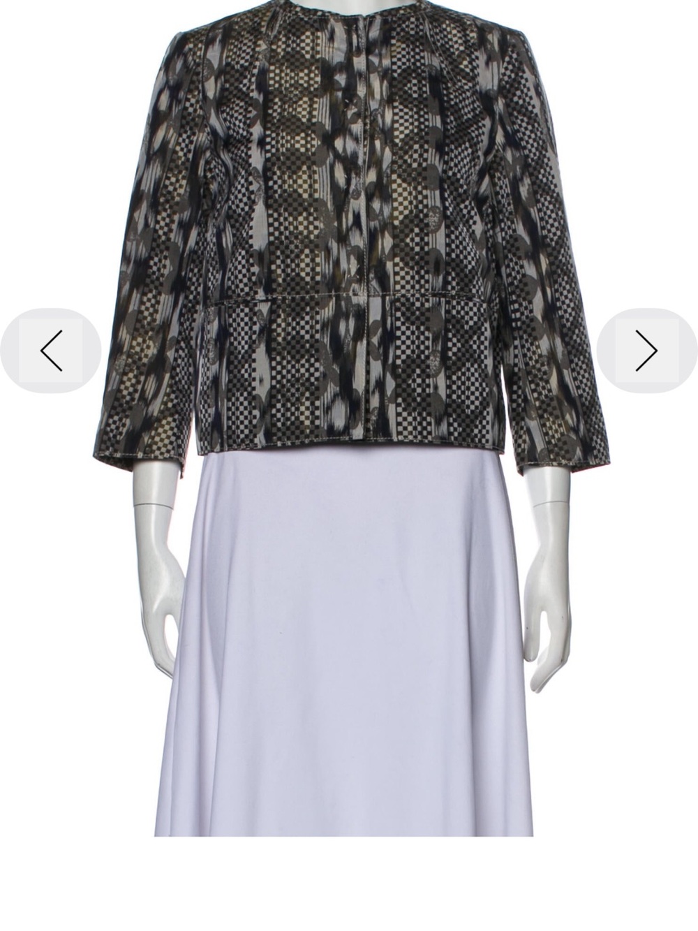 Piazza Sempione Black & White Geometric Cropped Blazer